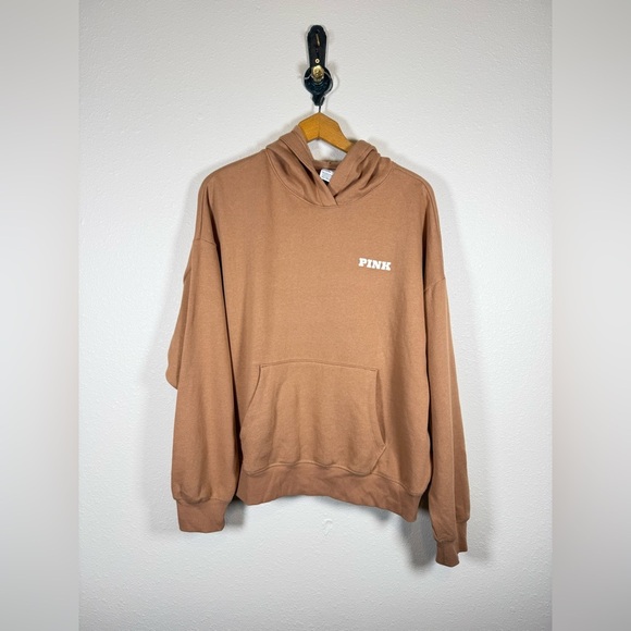 NWT! Victoria Secret PINK Ivy Campus Pull Over Hoodie Toffee Size L - Picture 3 of 10